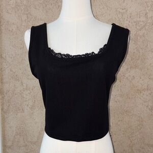 Say Anything Black Lace Trim Tank Top